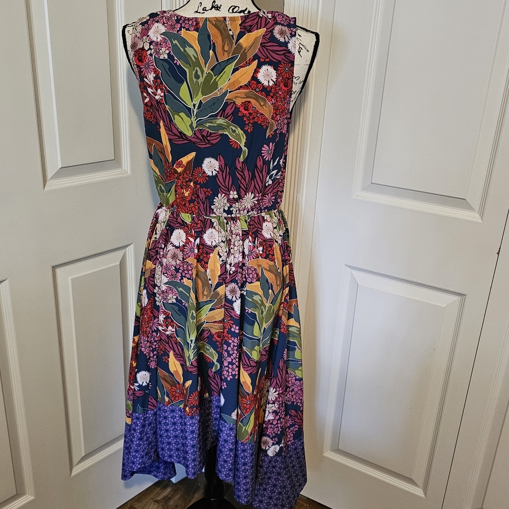eShakti Tropical Floral Sharkbite Hem Dress - Picture 3 of 4